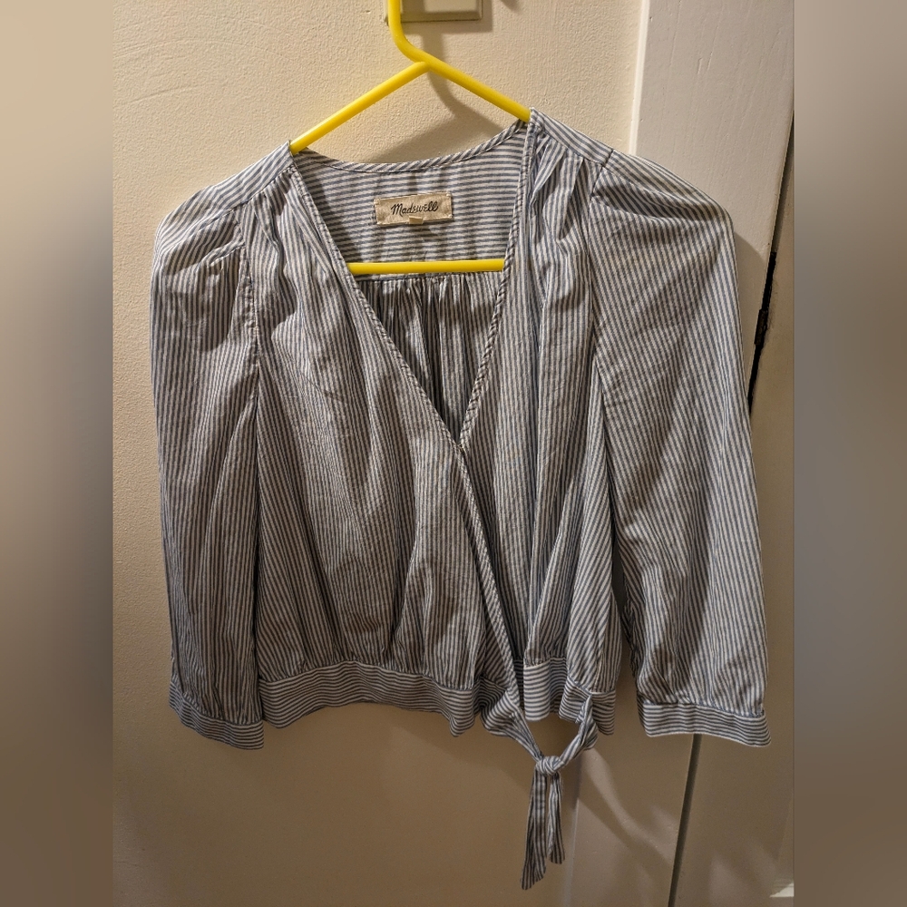 Madewell striped front tie wrap top
